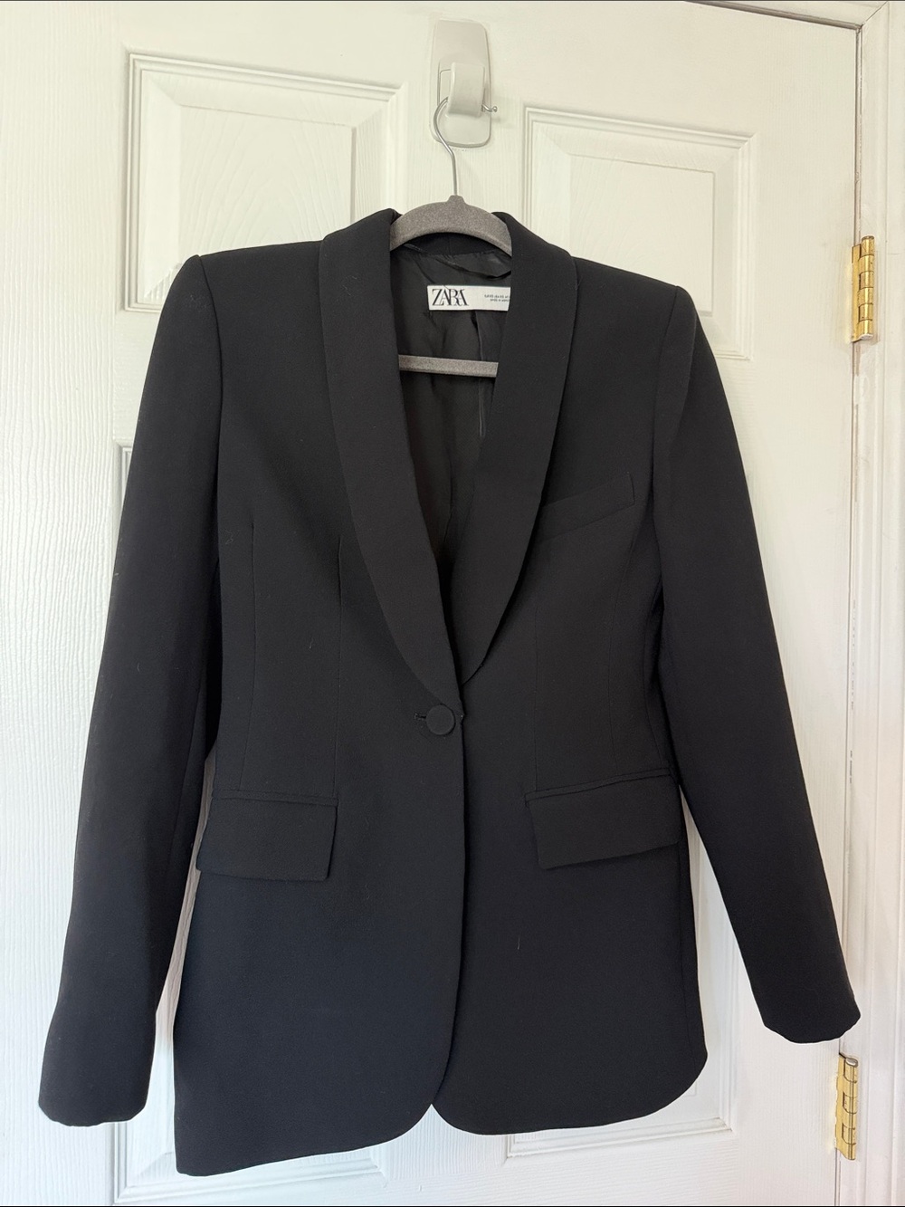 ZARA Black Shawl Collar Single-Button Blazer Jacket